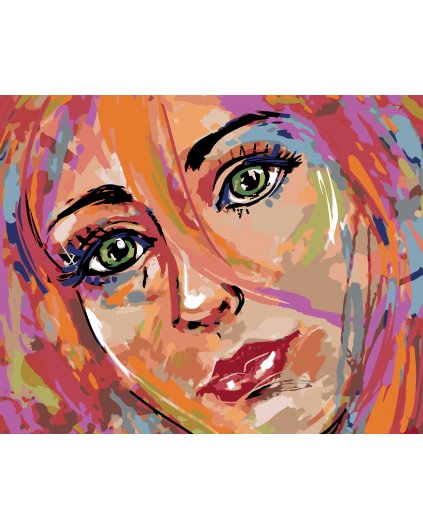 Malowanie po numerach - DZIEWCZYNA Z ZIELONYMI OCZAMI