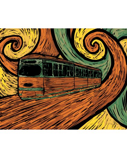 Malowanie po numerach - TRAMWAJ W STYLU IMPRESJONISTYCZNYM