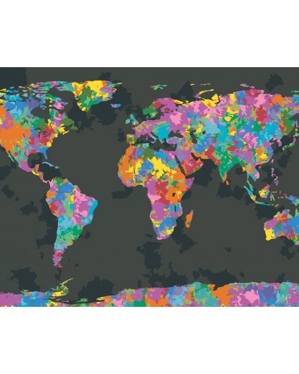 Malowanie po numerach - KOLOROWA MAPA ŚWIATA