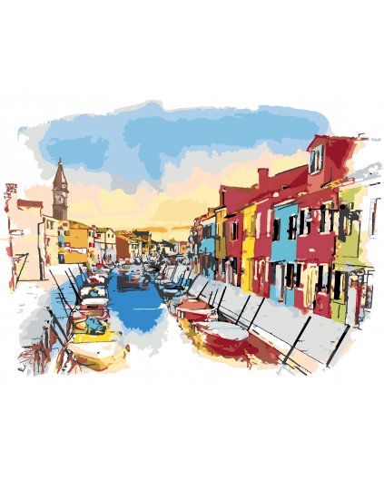 Malowanie po numerach - WYSPA BURANO W WENECJI