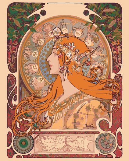 Malowanie po numerach - ZODIAK (ALFONS MUCHA)