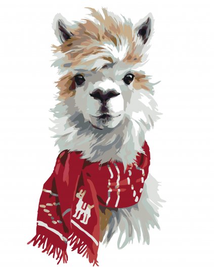 Malowanie po numerach - LAMA Z CZERWONYM SZALIKIEM