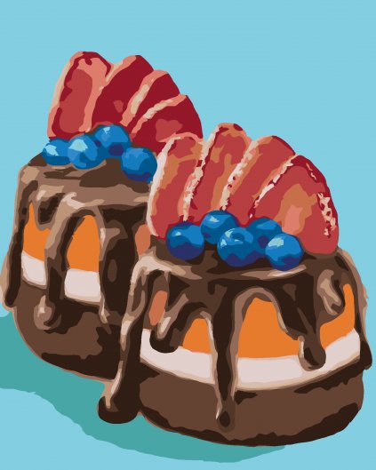 Malowanie po numerach - CIASTKA Z CZEKOLADĄ I TRUSKAWKAMI (MYROSLAVA VOLOSCHUK)