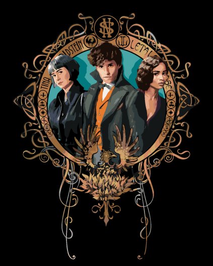 Malowanie po numerach - PORTRET - NEWT SCAMANDER, LETA LESTRANGE I PORPENTINA GOLDSTEIN (FANTASTYCZNE ZWIERZĘTA)