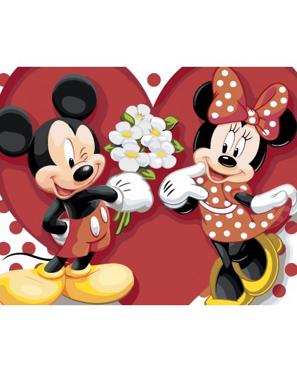 Malowanie po numerach - MYSZKA MICKEY Z KWIATAMI DLA MINNIE