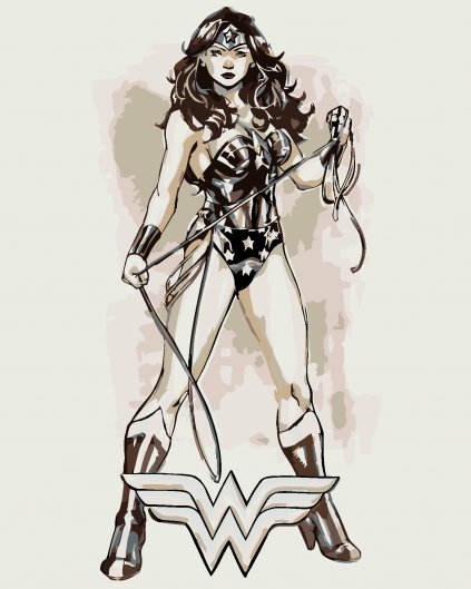 Malowanie po numerach - WONDER WOMAN CZARNO-BIAŁY PLAKAT II