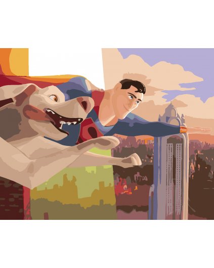 Malowanie po numerach - LECĄCY SUPERMAN I KRYPTO (DC LIGA SUPER PETS)