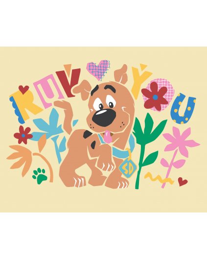 Malowanie po numerach - PLAGÁT SCOOBY A KVETY (SCOOBY DOO)