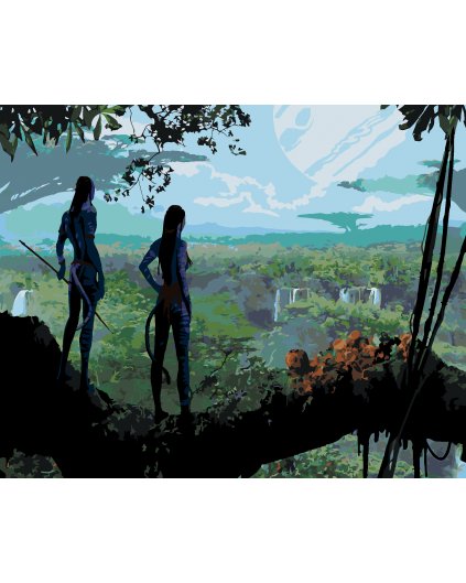 Malowanie po numerach - PANDORIANIE OBSERWUJĄ SWOJĄ ZIEMIĘ (Avatar)