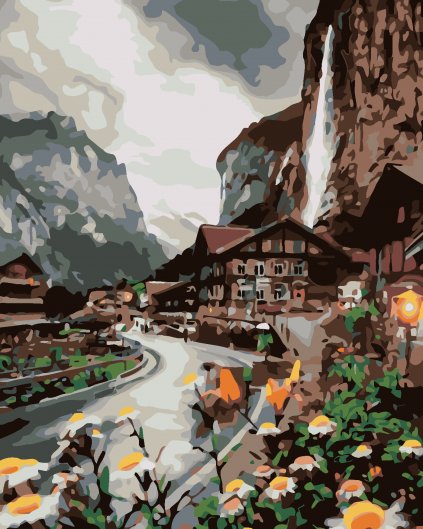 Malowanie po numerach - MIASTO W ALPACH