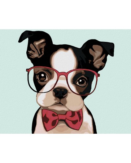 Haft diamentowy - Bulldog w okularach