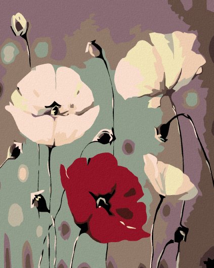 Haft diamentowy - Białe i czerwone maki