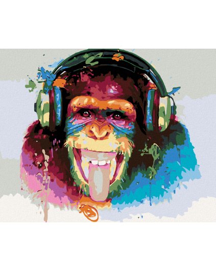 Haft diamentowy - Małpa ze słuchawkami