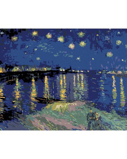 Haft diamentowy - Gwiaździsta noc nad Rodanem (Van Gogh)