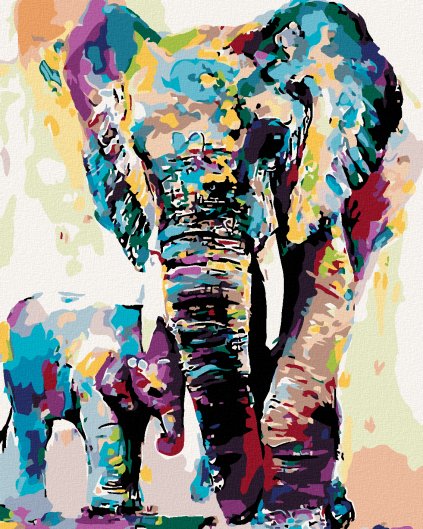 Haft diamentowy - Kolorowe słonie
