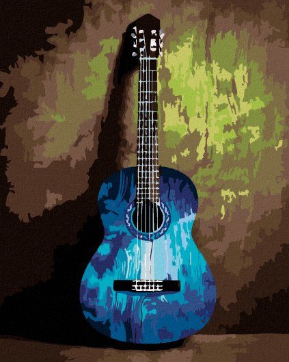 Haft diamentowy - Gitara – abstrakcja (Wariant płótno bez ramy, Rozmiar 40x50 cm)