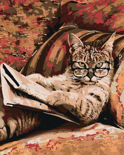 Haft diamentowy - Kot w okularach
