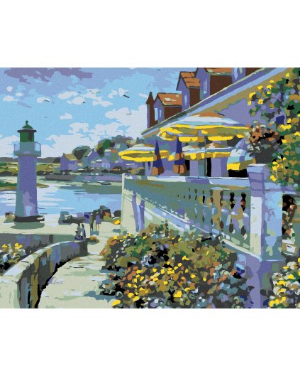 Haft diamentowy - Miasteczko z małą latarnią