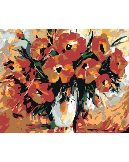 Haft diamentowy - Maki w białym wazonie