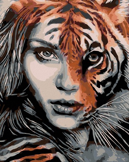Haft diamentowy - Kobieta tygrys