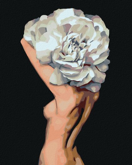 Haft diamentowy - Kobieta z głową w kwiatach - naga