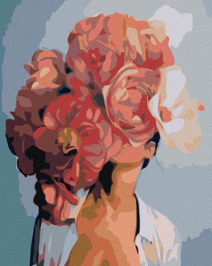 Haft diamentowy - Kobieta z głową w kwiatach - maki