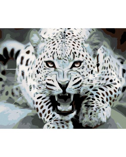 Haft diamentowy - Czarno-biały leopard