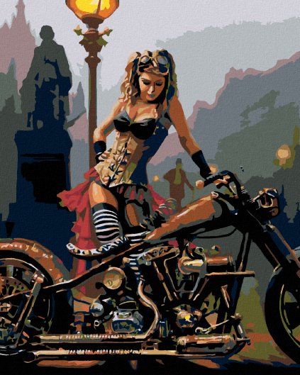 Haft diamentowy - Dziewczyna z motocyklem