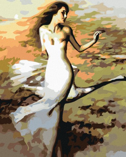 Haft diamentowy - Tańcząca kobieta w bieli