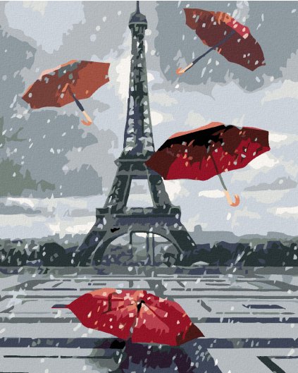 Haft diamentowy - Wieża Eiffla i parasole