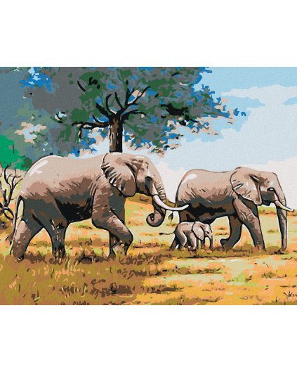 Haft diamentowy - Słonia rodzina