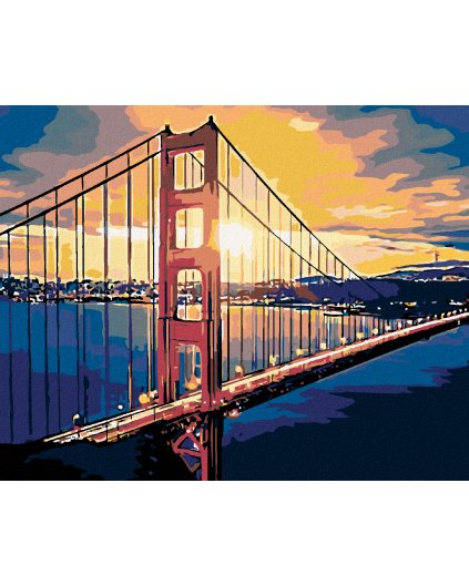 Haft diamentowy - Golden Bridge we wschodzie słońca
