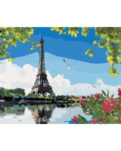 Haft diamentowy - WIDOK NA WIEŻĘ EIFFLA ZE STRONY RZEKI