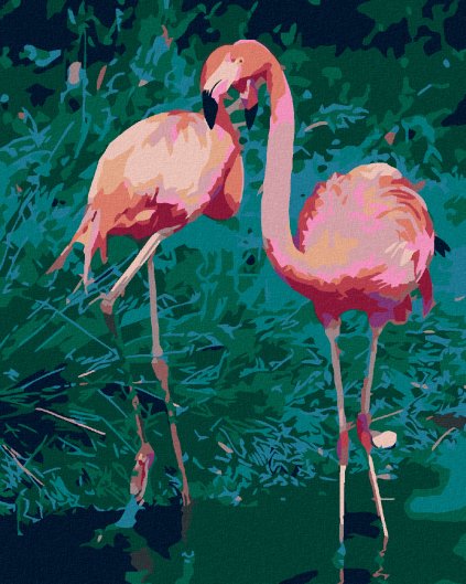 Haft diamentowy - Dwa flamingi