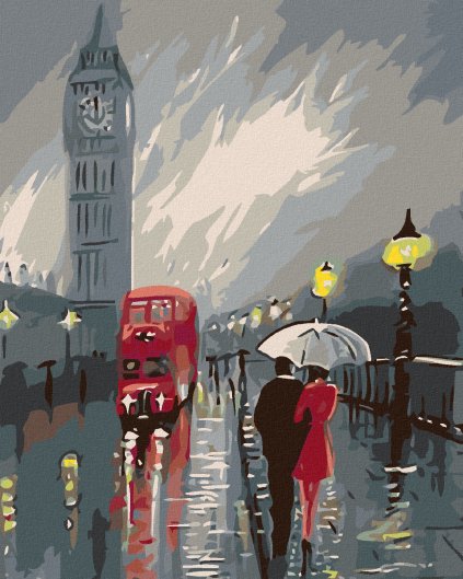 Haft diamentowy - Big Ben w deszczu