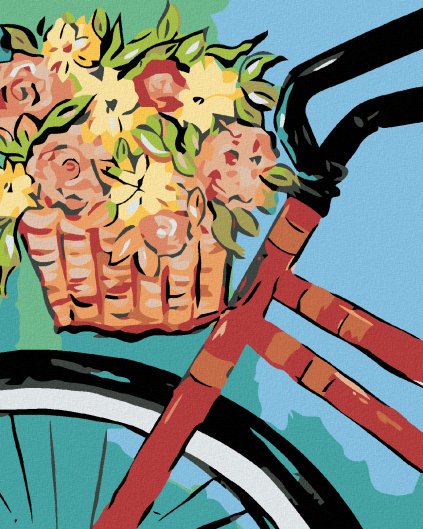 Haft diamentowy - Rower z koszem kwiatów