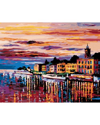 Haft diamentowy - Zachód słońca nad miastem