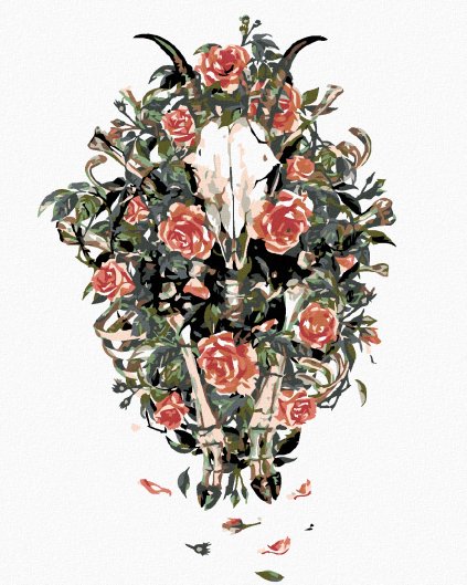 Haft diamentowy - Kozia czaszka w różach