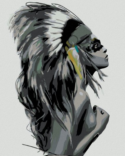 Haft diamentowy - Kobieta w pióropuszu