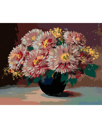 Haft diamentowy - KWIATY W CZARNYM WAZONIE