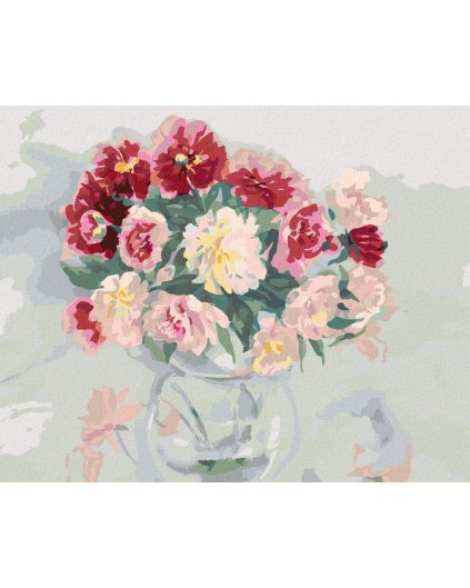 Haft diamentowy - KOLOROWE PIWONIE W WAZONIE