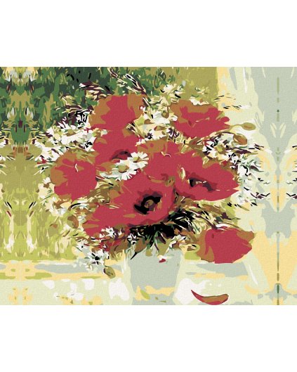 Haft diamentowy - Bukiet maków i margaret