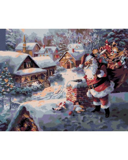 Haft diamentowy - Mikołaj z prezentami na Boże Narodzenie