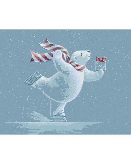 Haft diamentowy - MIŚ NA ŁYŻWACH Z PREZENTEM (SUE ELLEN BROWN)