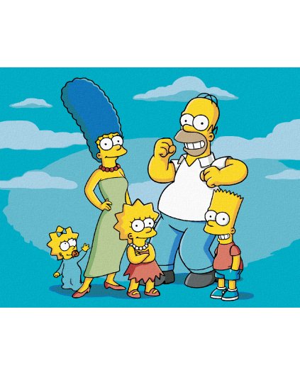 Haft diamentowy - SIMPSONOWIE NA NIEBIESKIM TLE