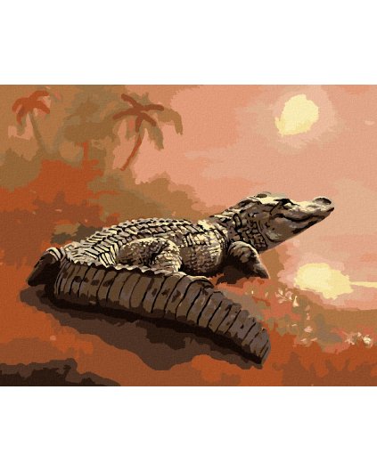 Haft diamentowy - ALIGATOR ZAPATRZONY W WODĘ (D. RUSTY RUST)