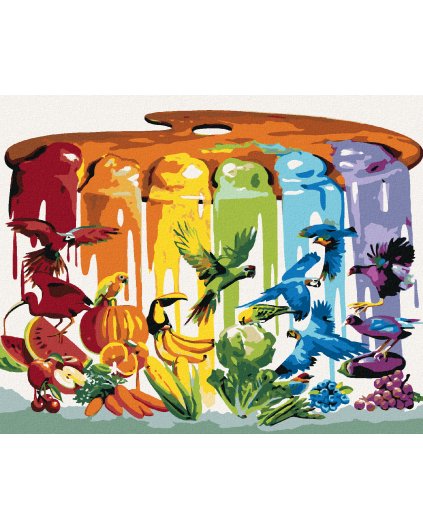 Haft diamentowy - KOLORY TĘCZY, PTAKI, OWOCE I WARZYWA (D. RUSTY RUST)
