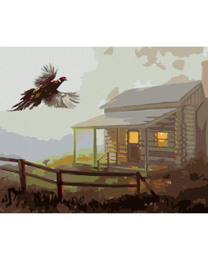 Haft diamentowy - BAŻANTA I CHATA W MGLE (D. RUSTY RUST)