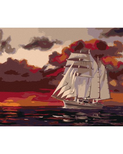 Haft diamentowy - BIAŁY ŻAGLOWIEC O ZMIERZCHU (D. RUSTY RUST)