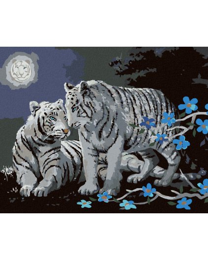 Haft diamentowy - BIAŁY TYGRYS I KSIĘŻYC W PEŁNI (D. RUSTY RUST)